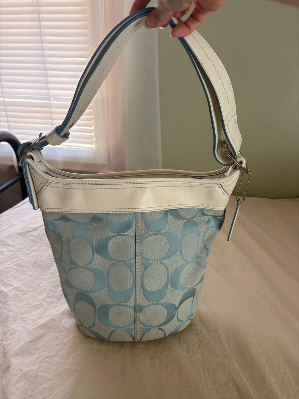 Vintage Y2K Coach Hamptons Signature Business Carryall 11064 blue and white